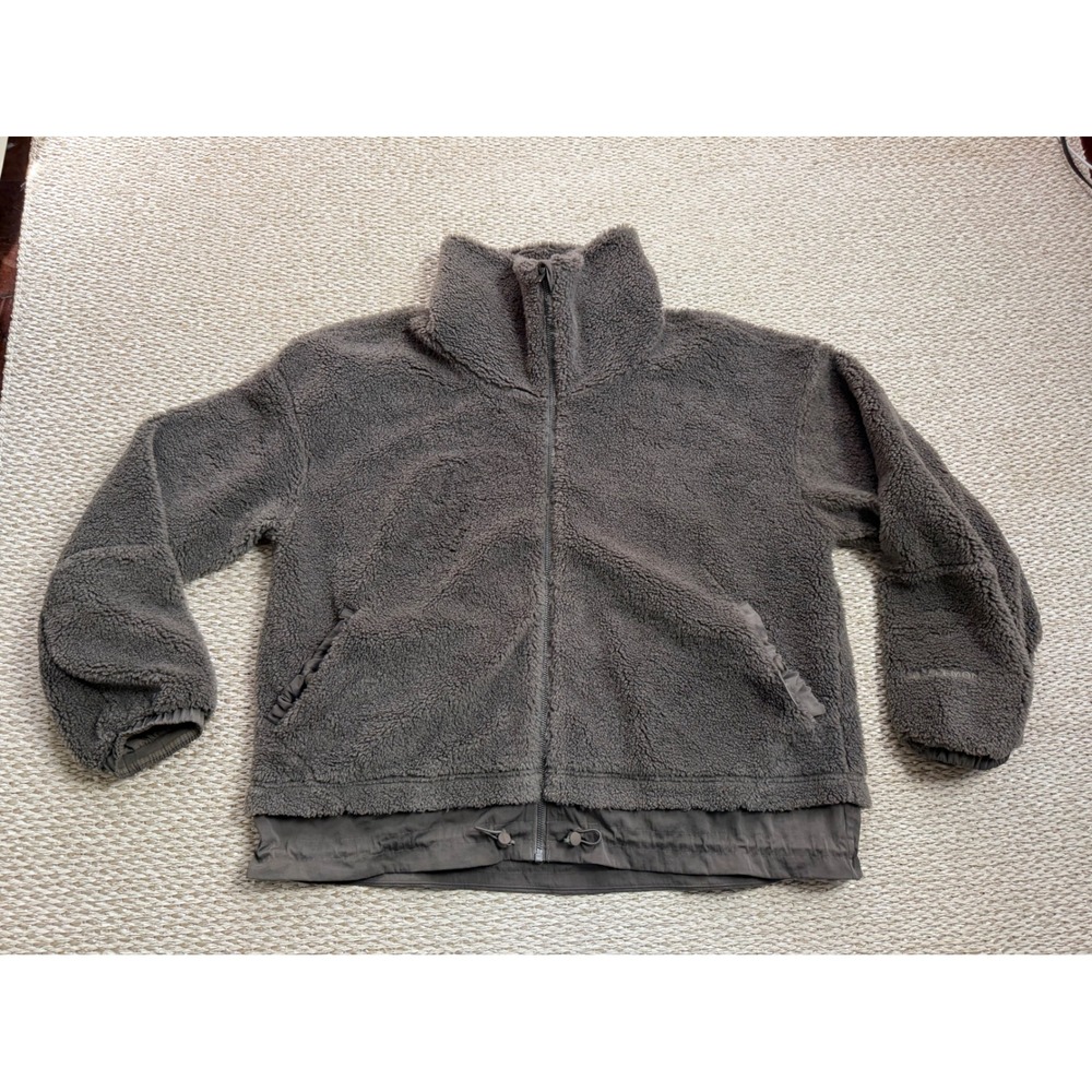 Lululemon‎ Cinchable Fleece Zip-Up Jacket Grey Sherpa LW3GW3S sweatshirt size 14